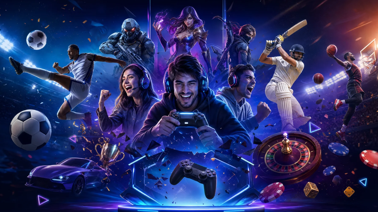 Gaming and sports collage, for illustrative purposes